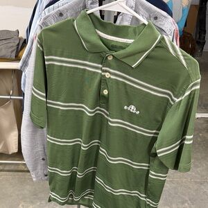 adidas Green Polo with White Stripe Detail
